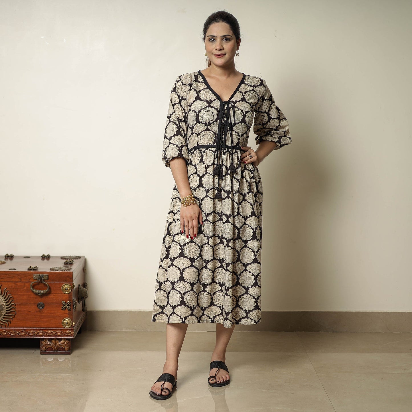 Buy Bagru Block Printed Cotton Flared Dress 16 Online at iTokri.com