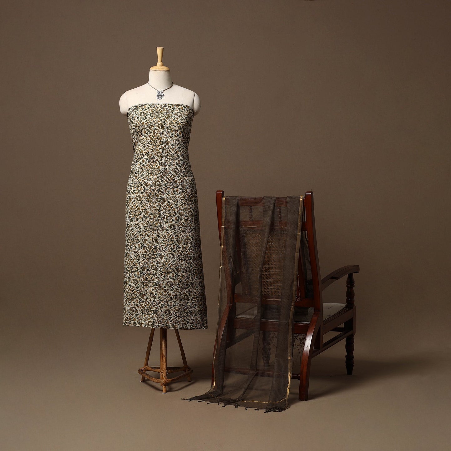 Bagru kalamkari hand natural dyed cotton 2pc unstitched