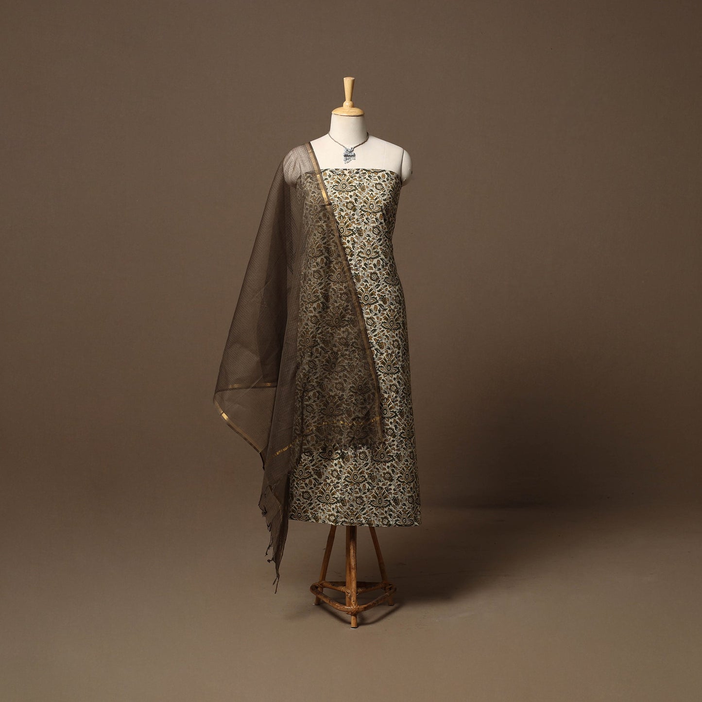 Bagru kalamkari hand natural dyed cotton 2pc unstitched