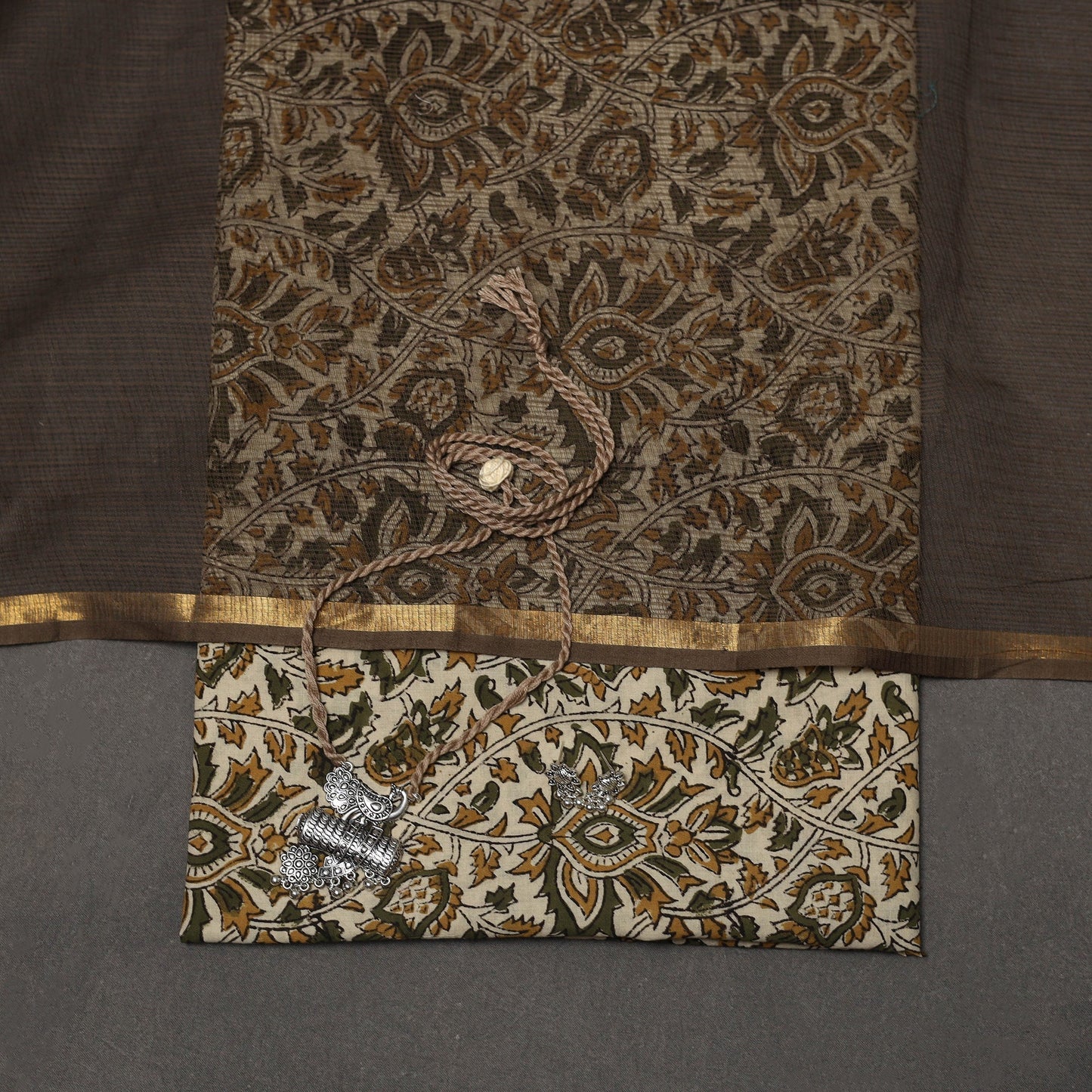 Bagru kalamkari hand natural dyed cotton 2pc unstitched