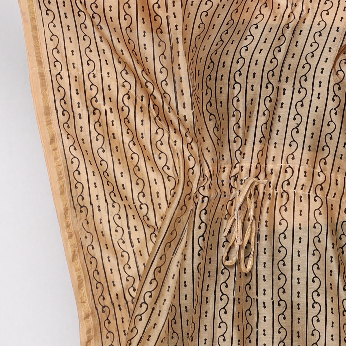 Bagru Block Printing Chanderi Silk Kaftan with Tie-Up Waist