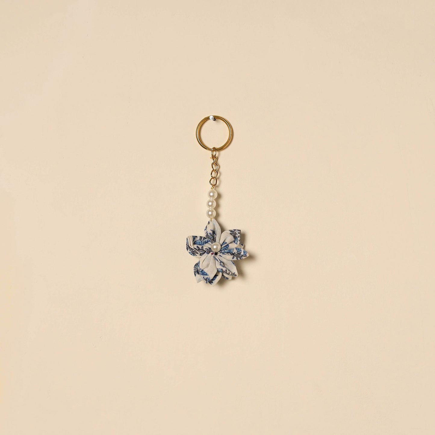 Beaded fabart flower keychain 40 - handcrafted