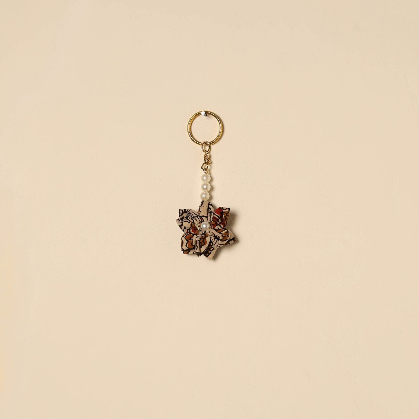 Beaded fabart flower keychain 42 - handcrafted