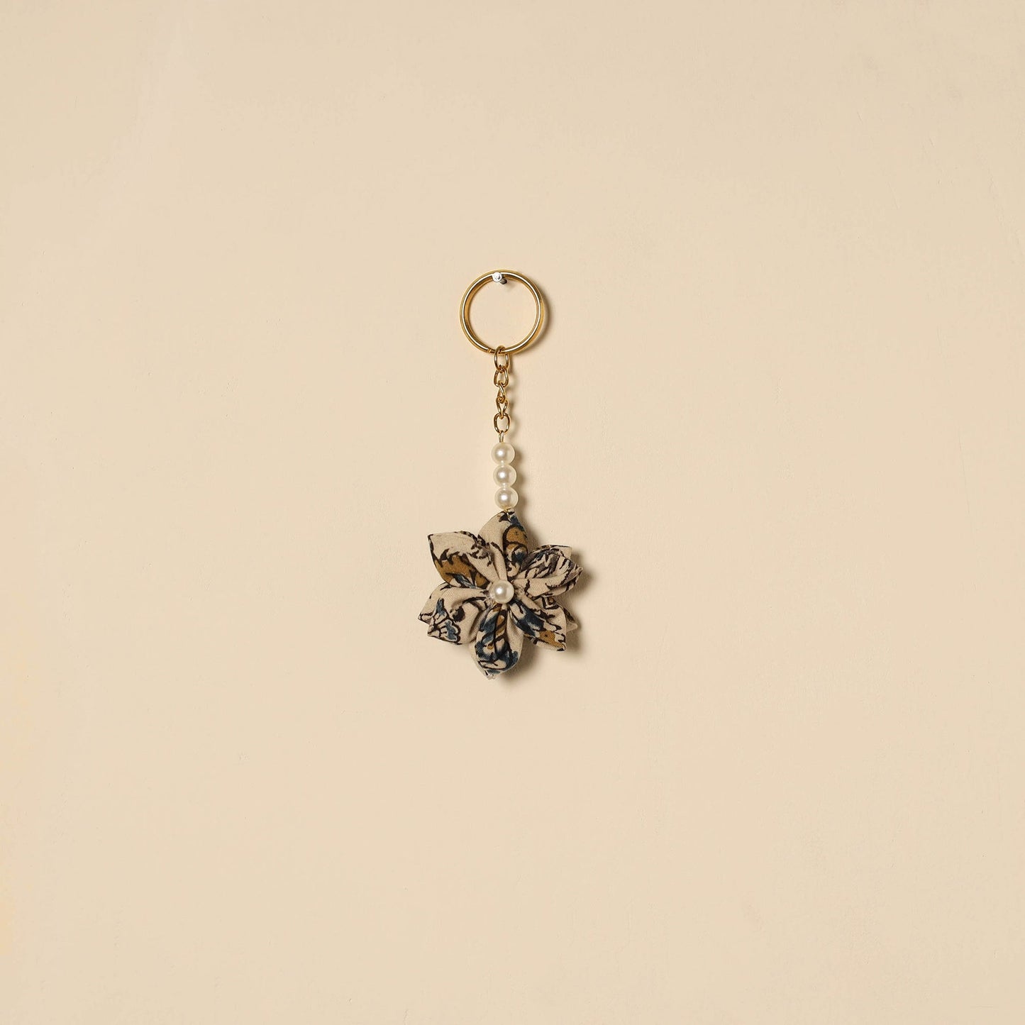Beaded fabart flower keychain 47 - handcrafted
