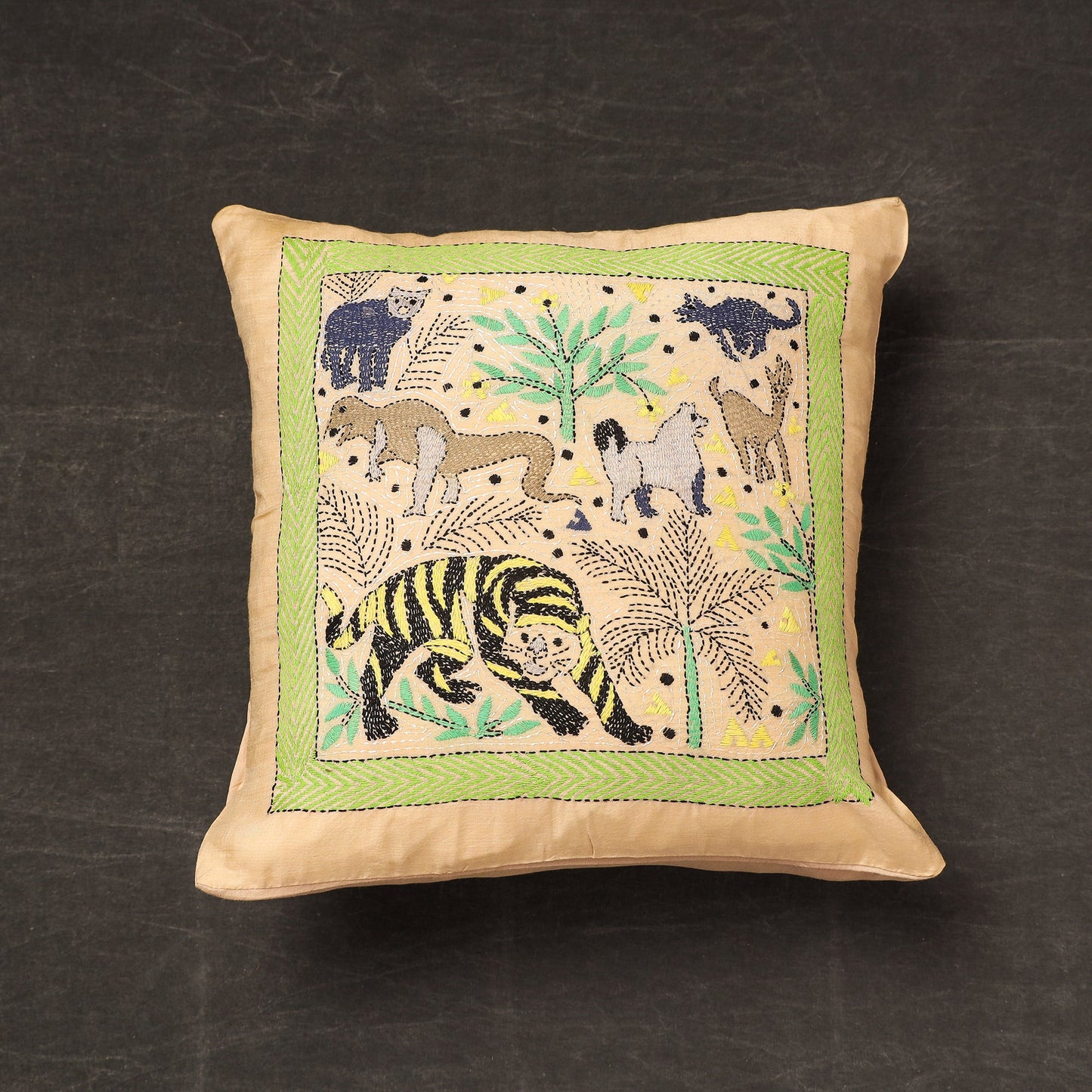 Bengal Kantha Embroidery Silk Cushion Cover 04