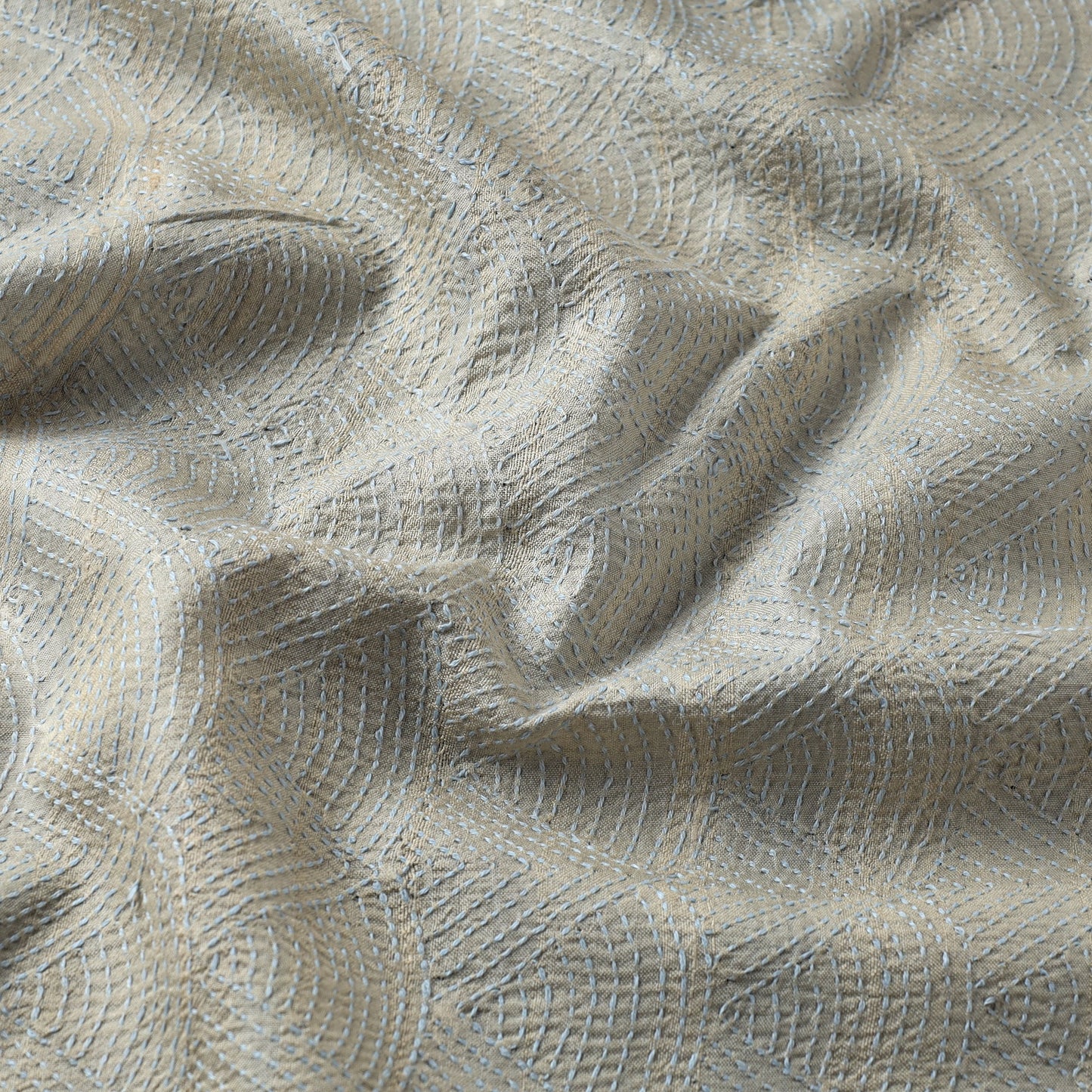 Bengal Kantha Work Pure Tussar Silk Handloom Fabric