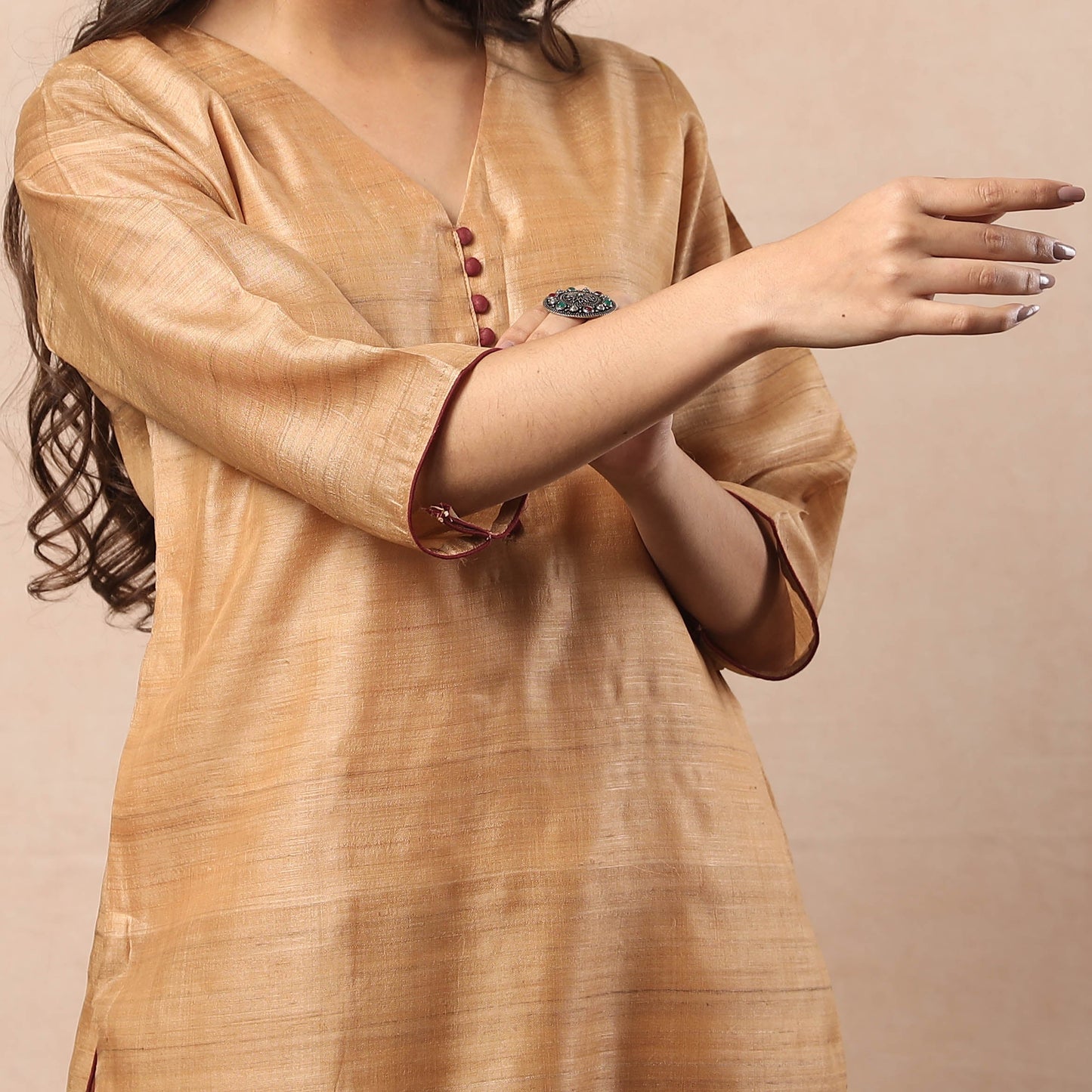 Buy Pure Desi Tussar Silk Long Kurta for Women