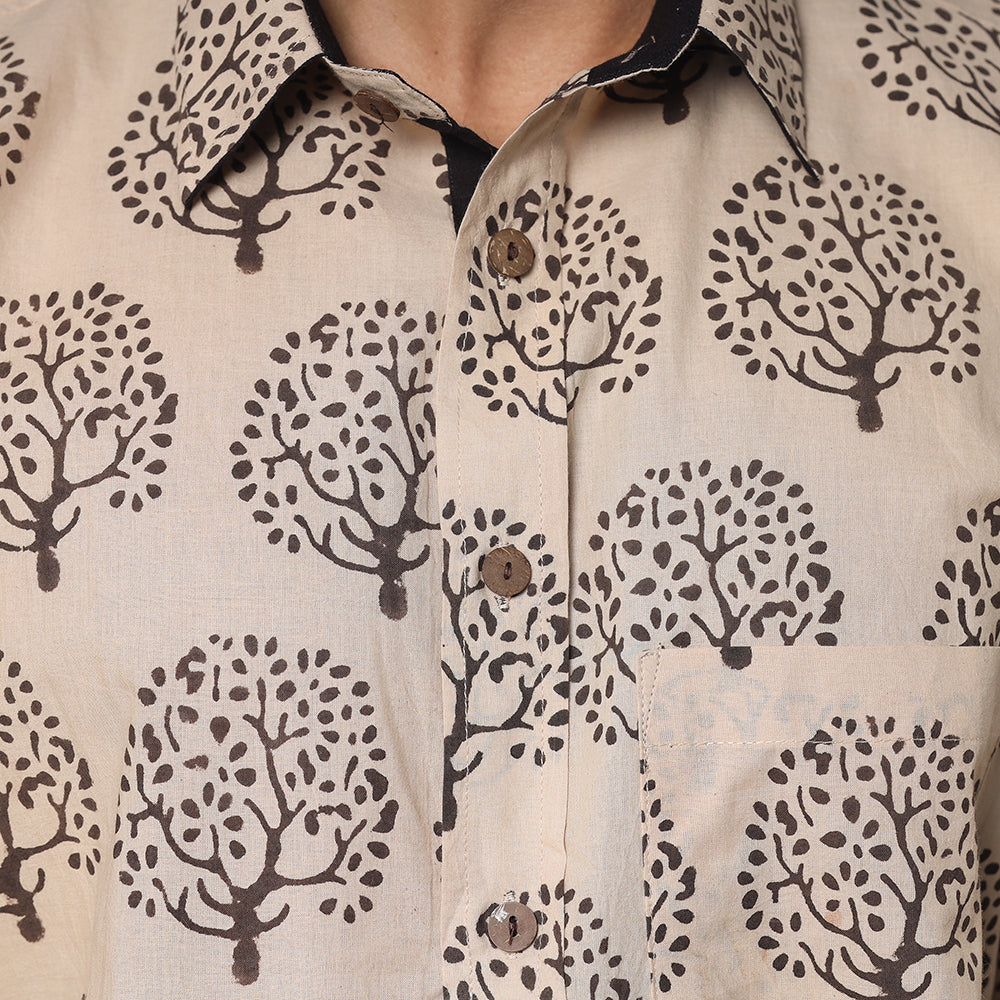 Bindaas Block Printed Natural Dyed Cotton Men Half Sleeve Shirt Online at iTokri.com