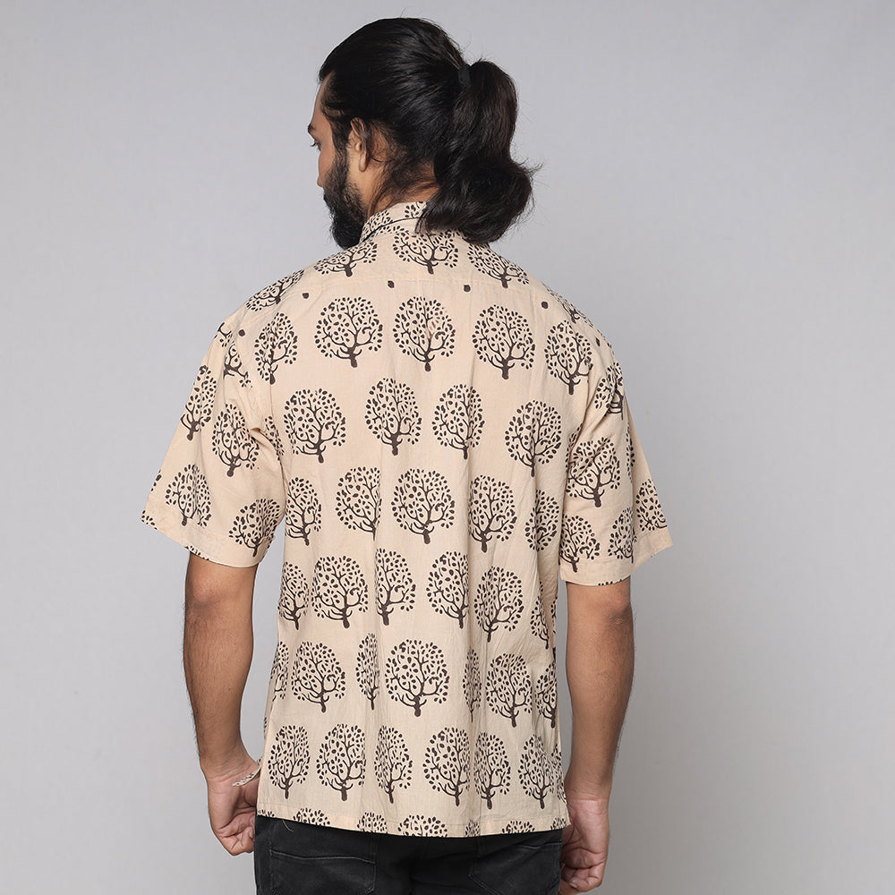 Bindaas Block Printed Natural Dyed Cotton Men Half Sleeve Shirt Online at iTokri.com