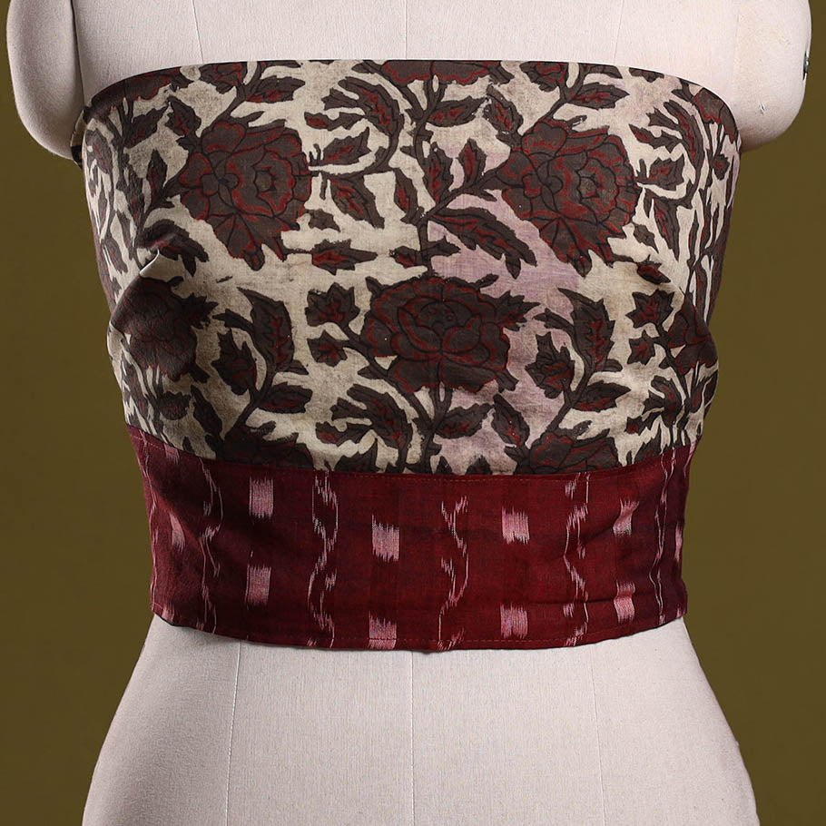 Block print cotton ajrakh blouse piece 04 - handcrafted