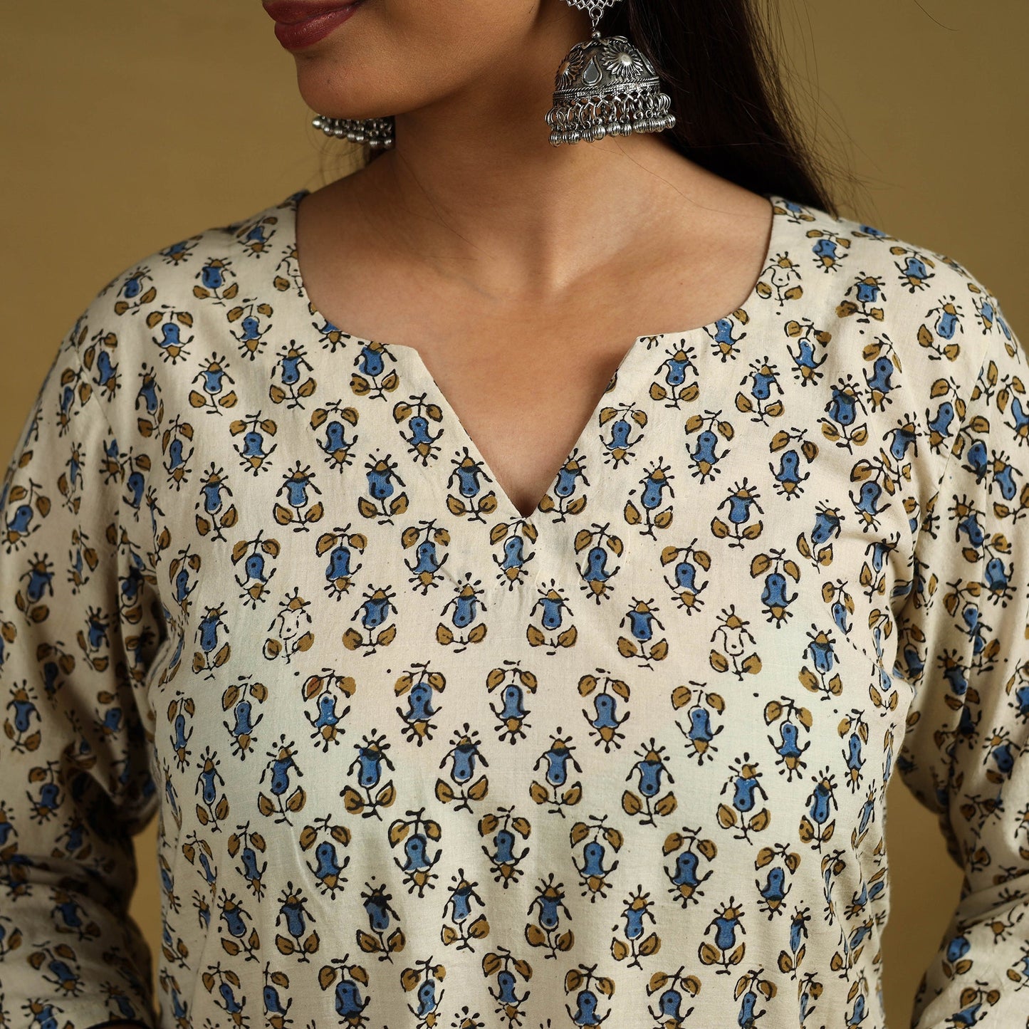 Block Print Cotton Ajrakh Kurta Set with Dupatta