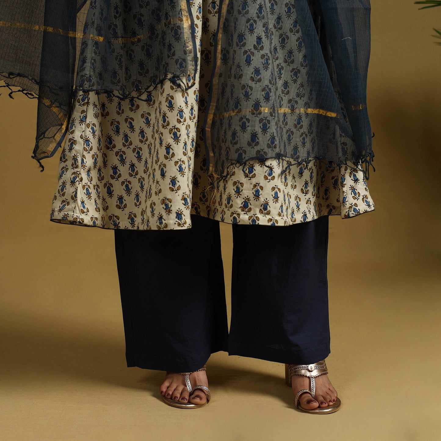 Block Print Cotton Ajrakh Kurta Set with Dupatta