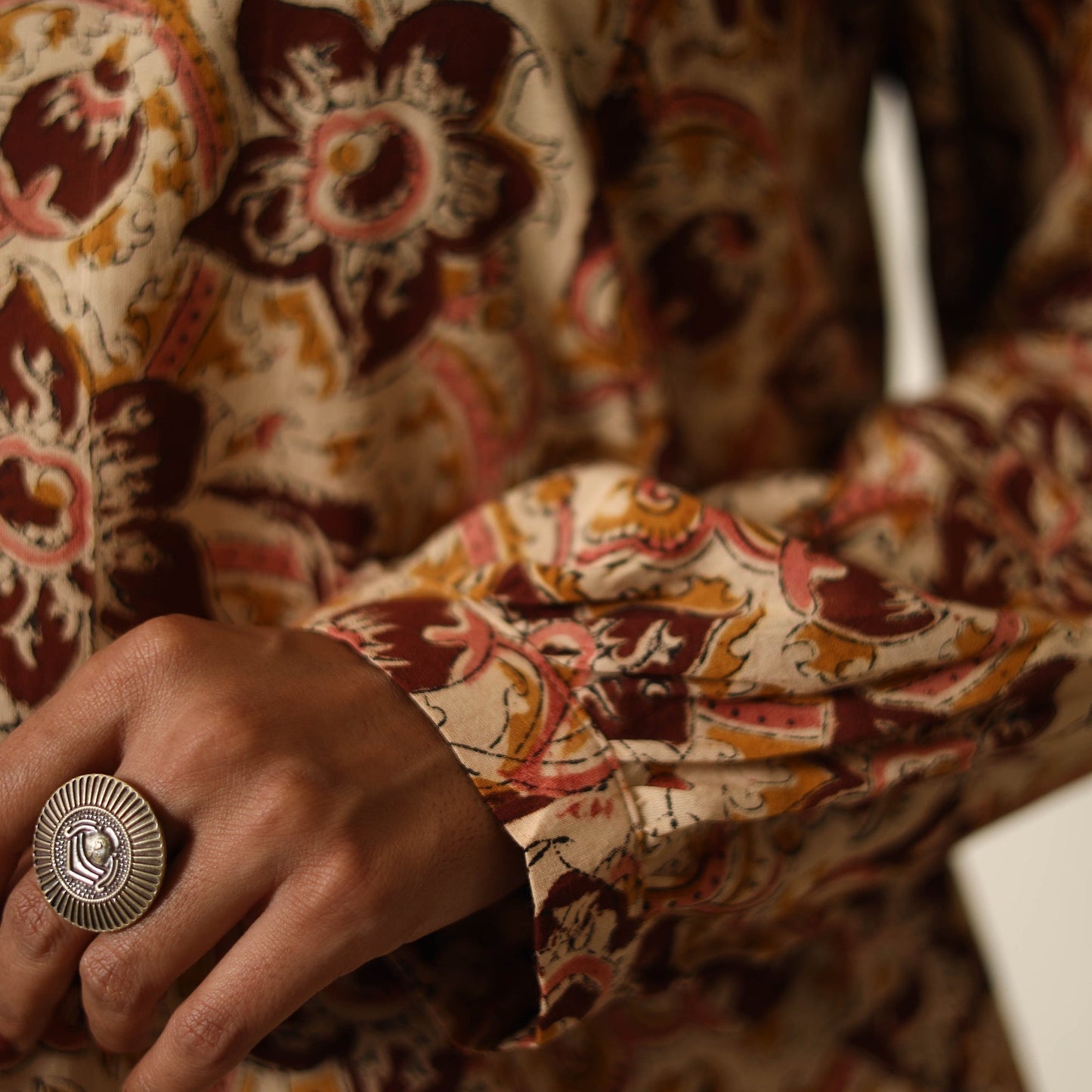 Buy Beige Block Printed Cotton Kalamkari Co-ord Set