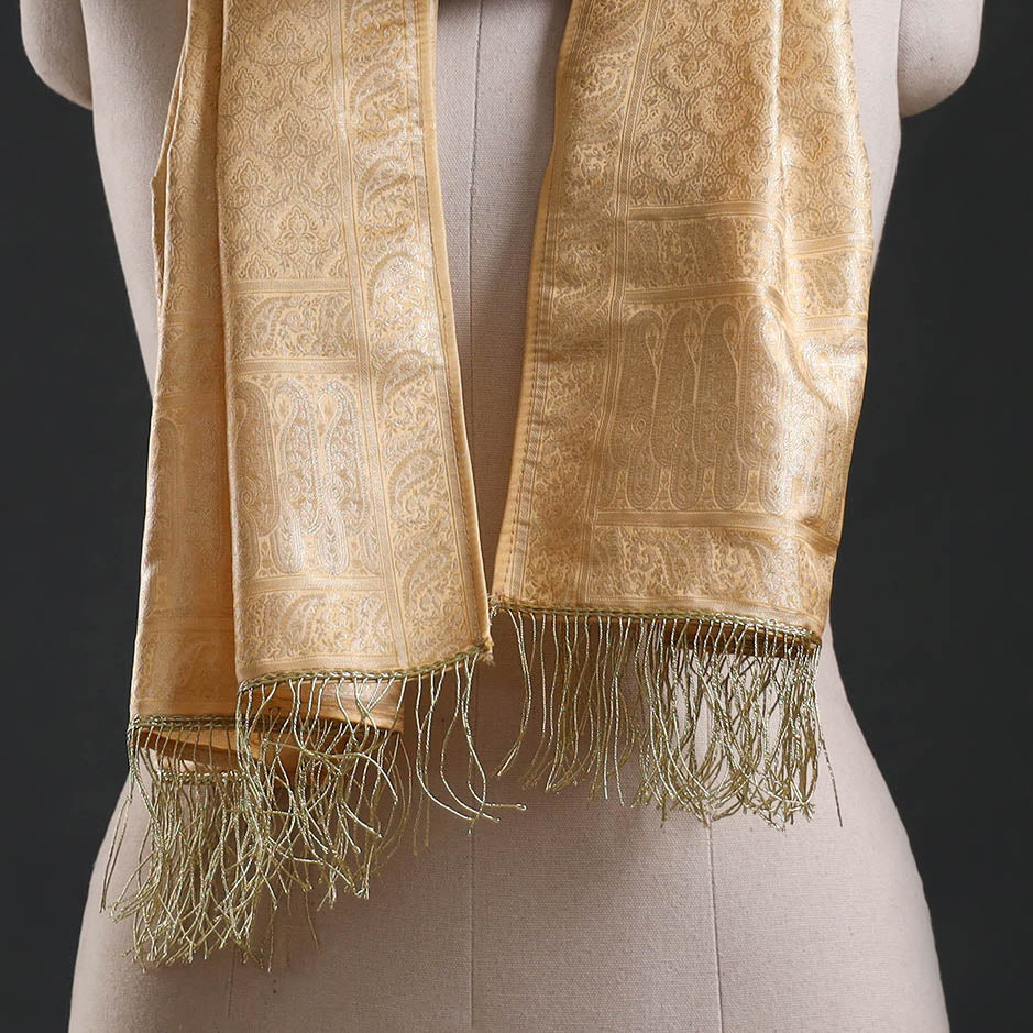 Brocade handloom semi silk banarasi stole 07 - handcrafted