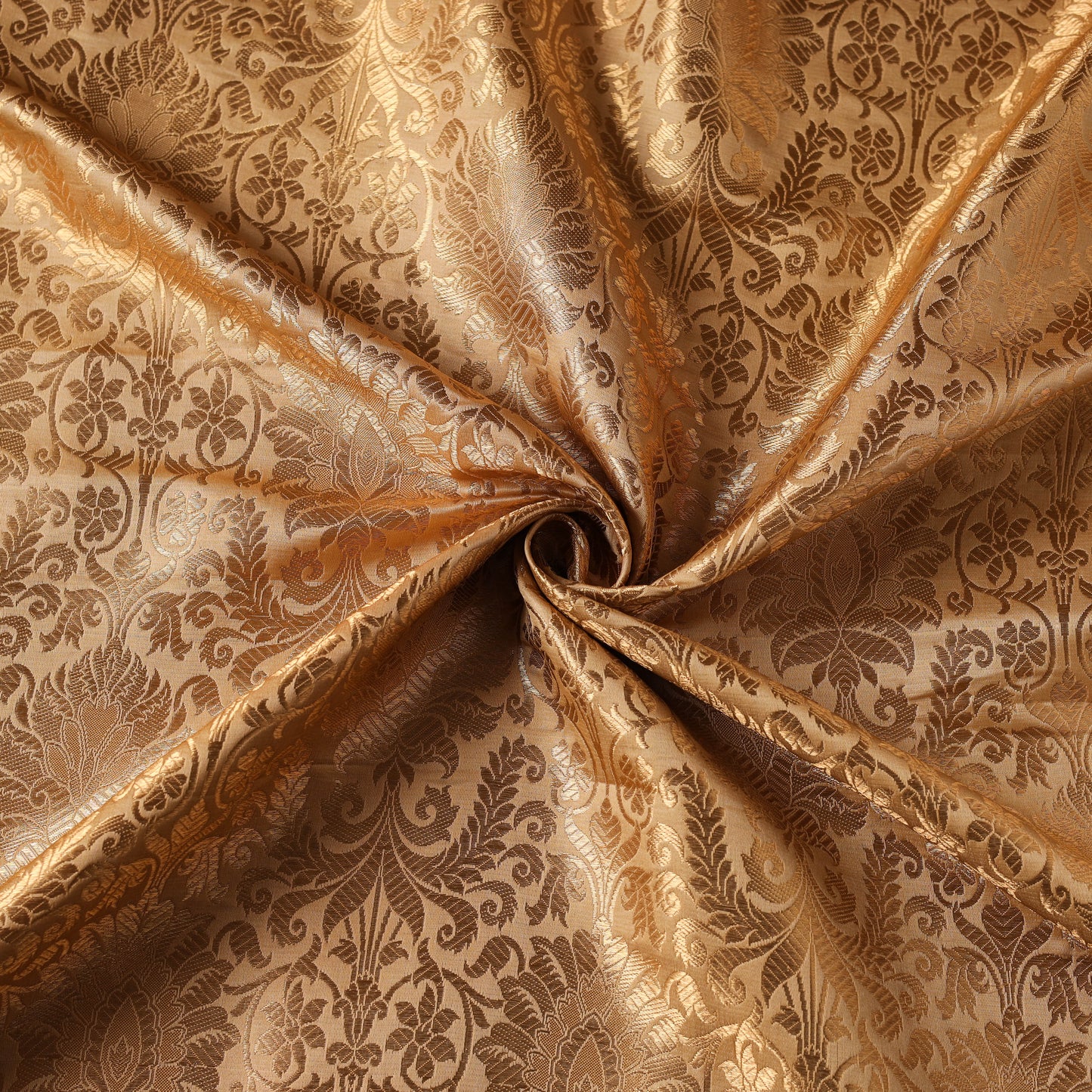 Beige - brocade silk banarasi fabric 12 - handcrafted