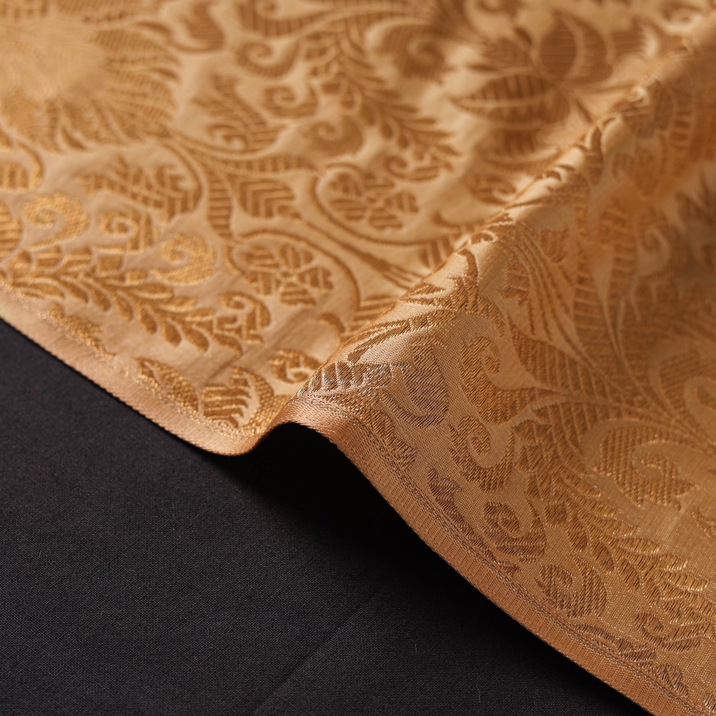 Beige - brocade silk banarasi fabric 12 - handcrafted