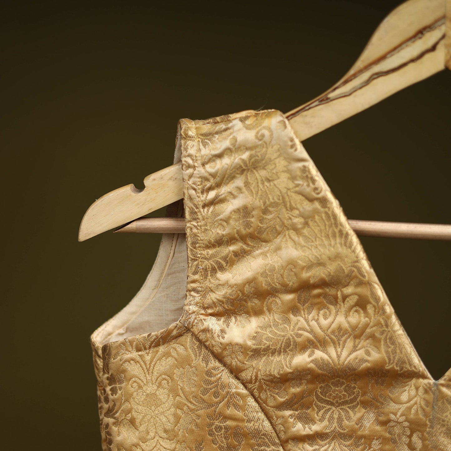Beige - brocade silk banarasi stitched blouse 01