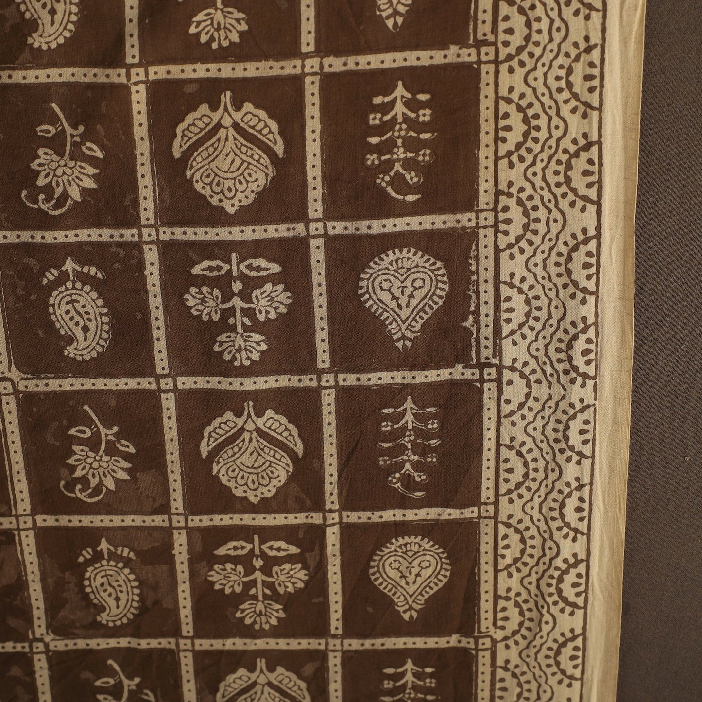 Brown Bagh Hand Block Print Natural Dyed Cotton Fabric