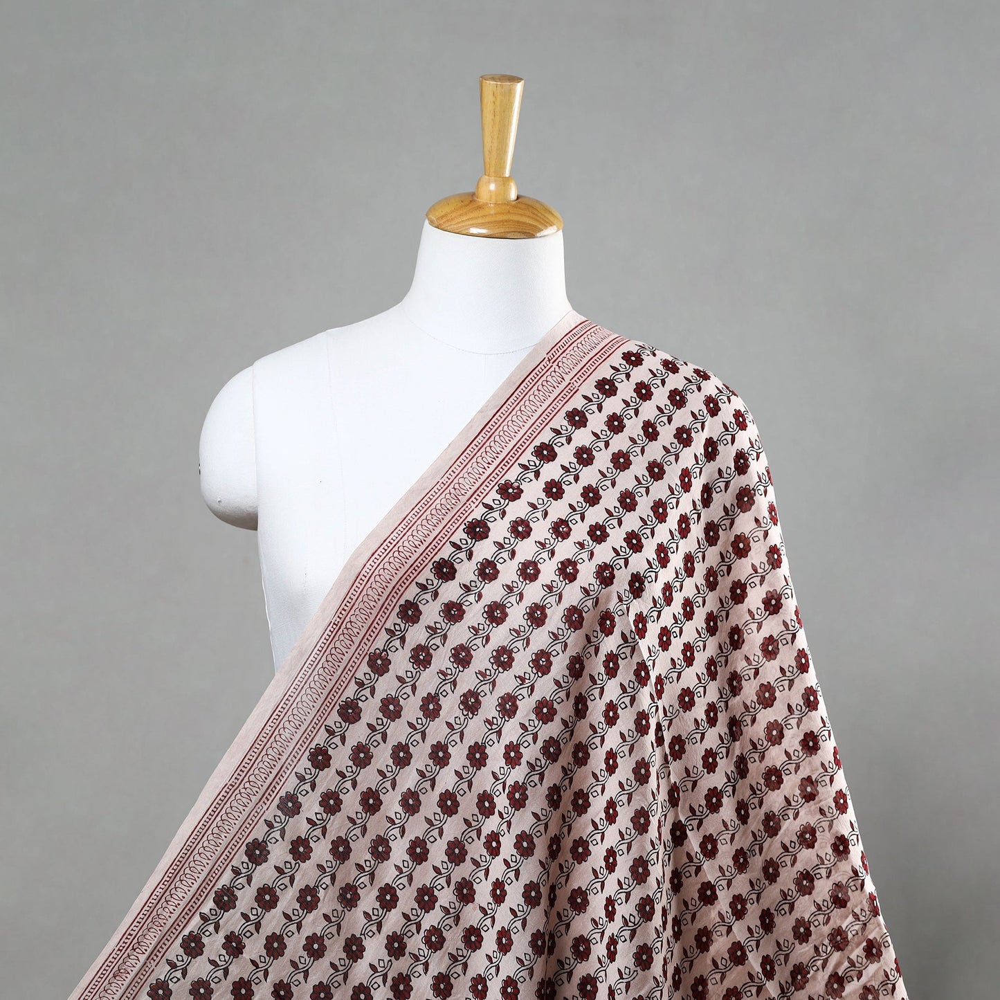 Buy Beige Chanderi Silk Bagh Print Fabric