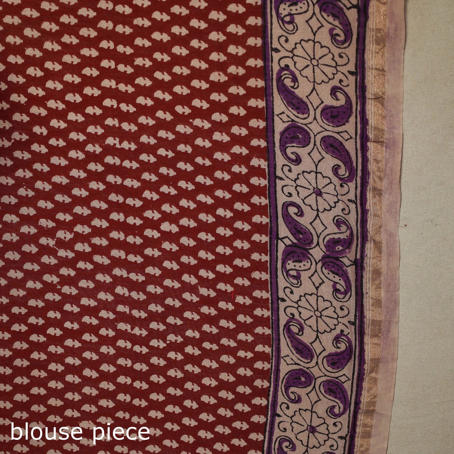 Beige - handloom chanderi silk bagh saree 07 - handcrafted