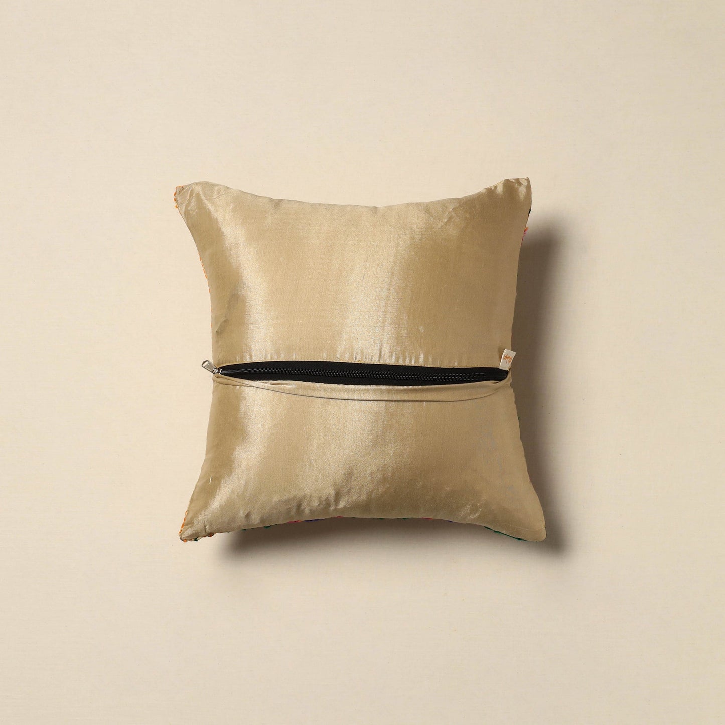 Chanderi silk hand embroidery cushion cover 07 - handcrafted