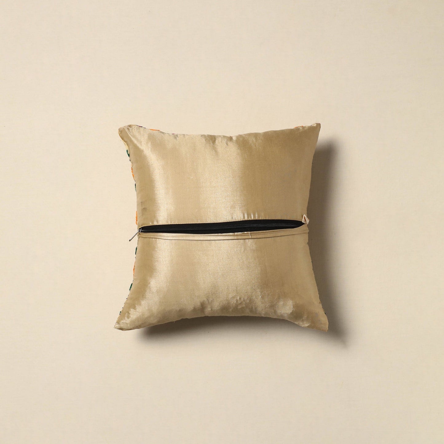 Chanderi silk hand embroidery cushion cover 14 - handcrafted