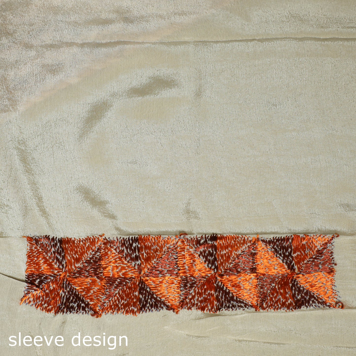 Beige - chinon silk hand embroidery phulkari saree 16