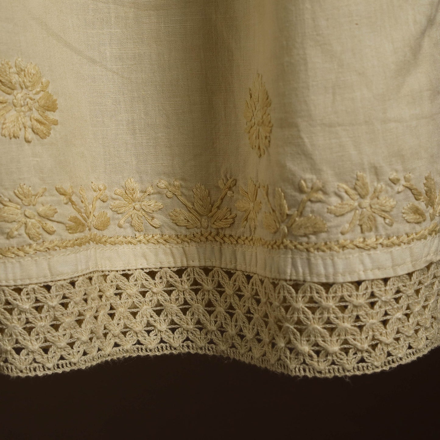 Buy Beige Cotton Hand Embroidery Chikankari Short