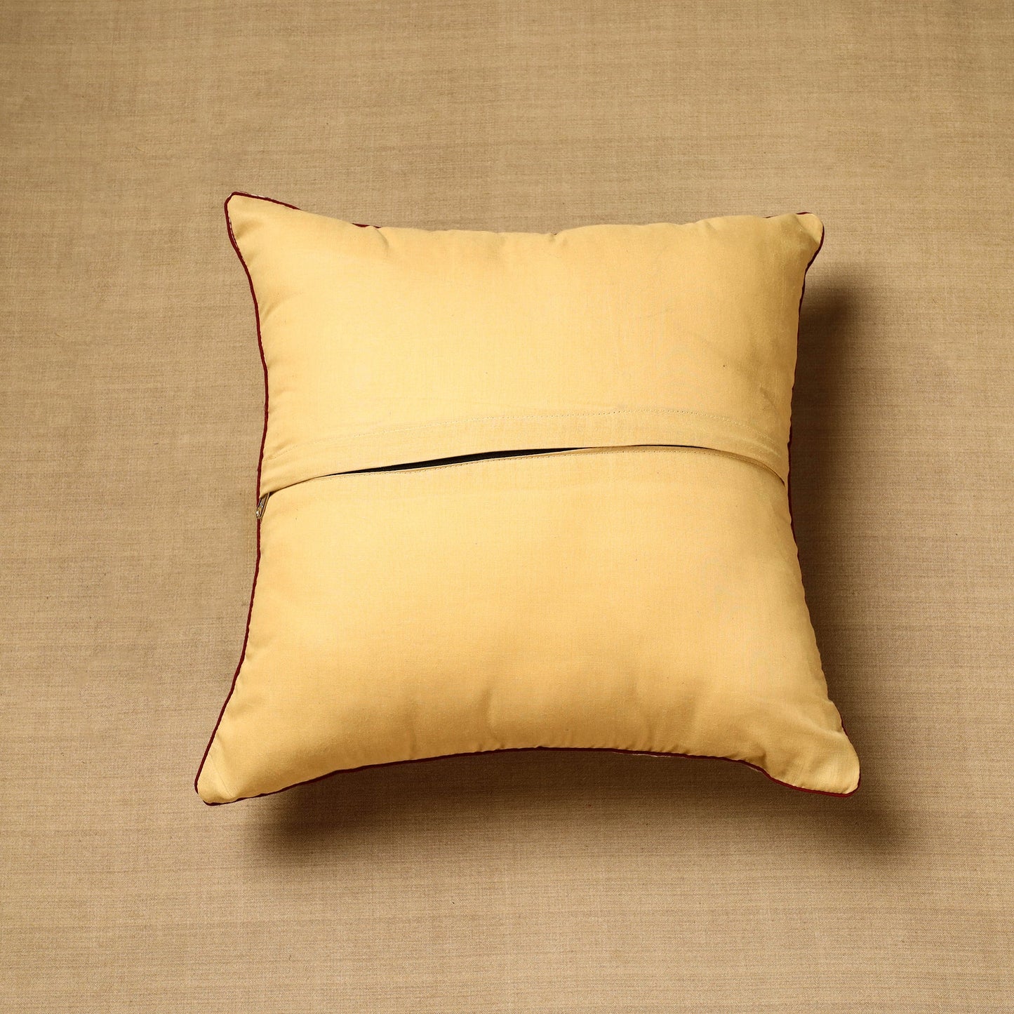 Buy Beige Block Print Cotton Kalamkari Cushion Cover