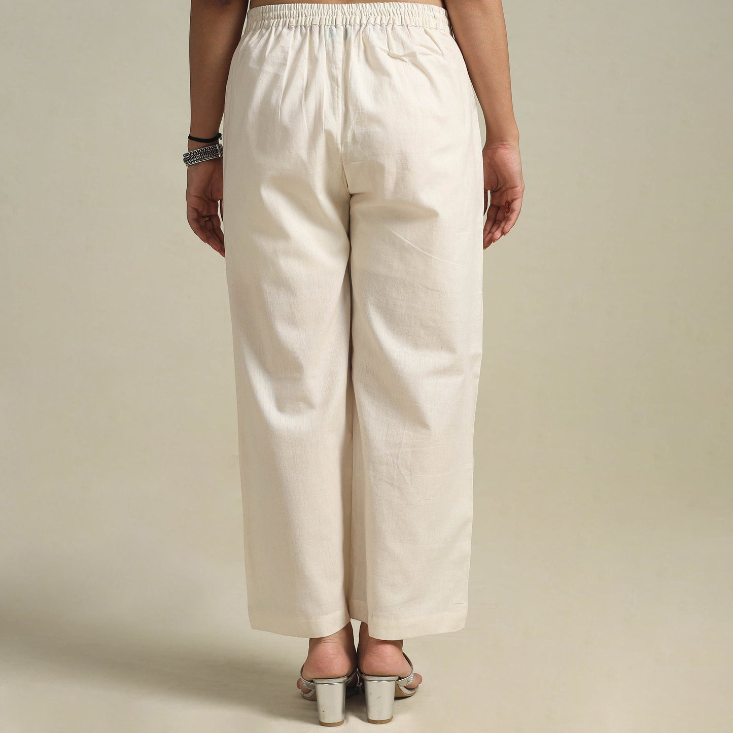 White Cotton Plain Palazzo
