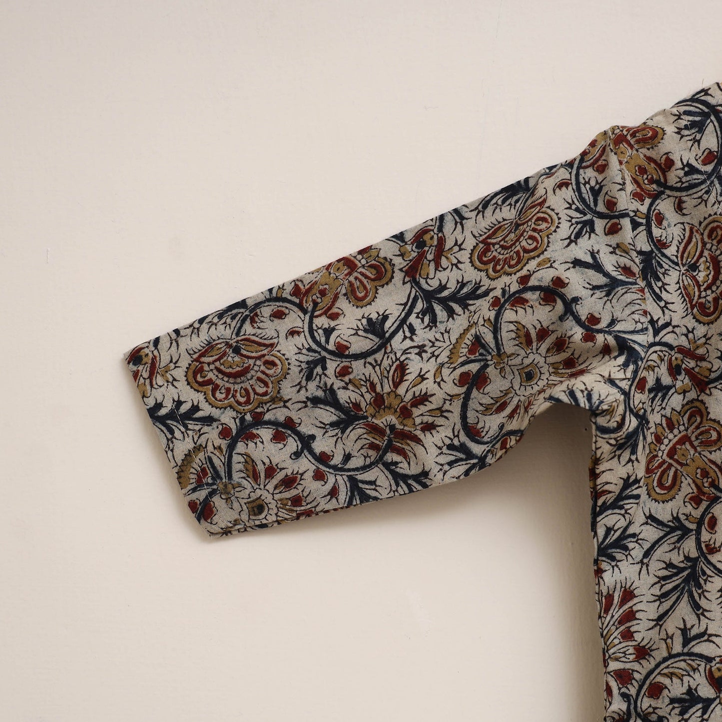 Beige - girls kalamkari pure cotton kurta set (2-6 years)