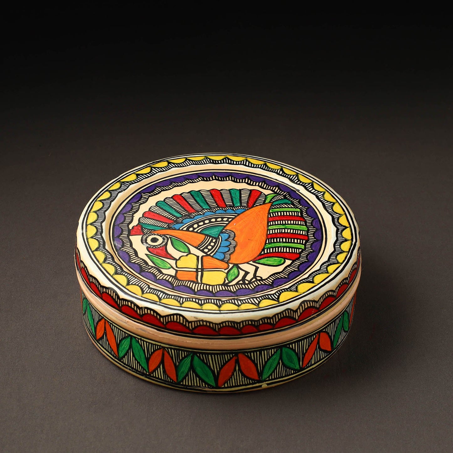 Godna Madhubani Handpainted Stainless Steel Casserole