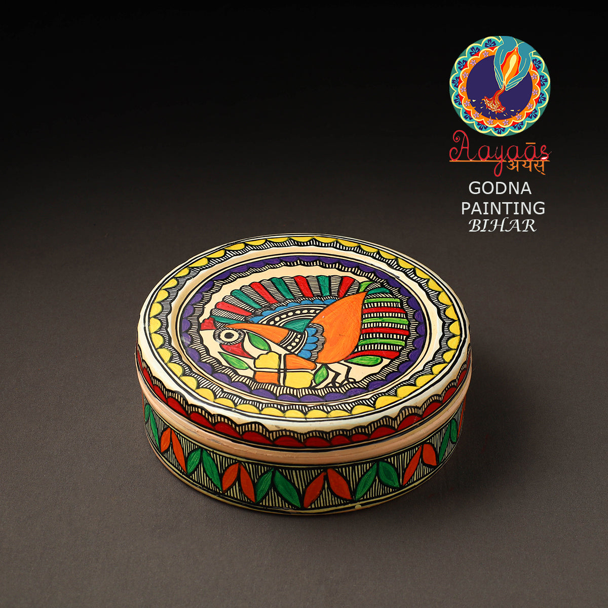 Godna Madhubani Handpainted Stainless Steel Casserole