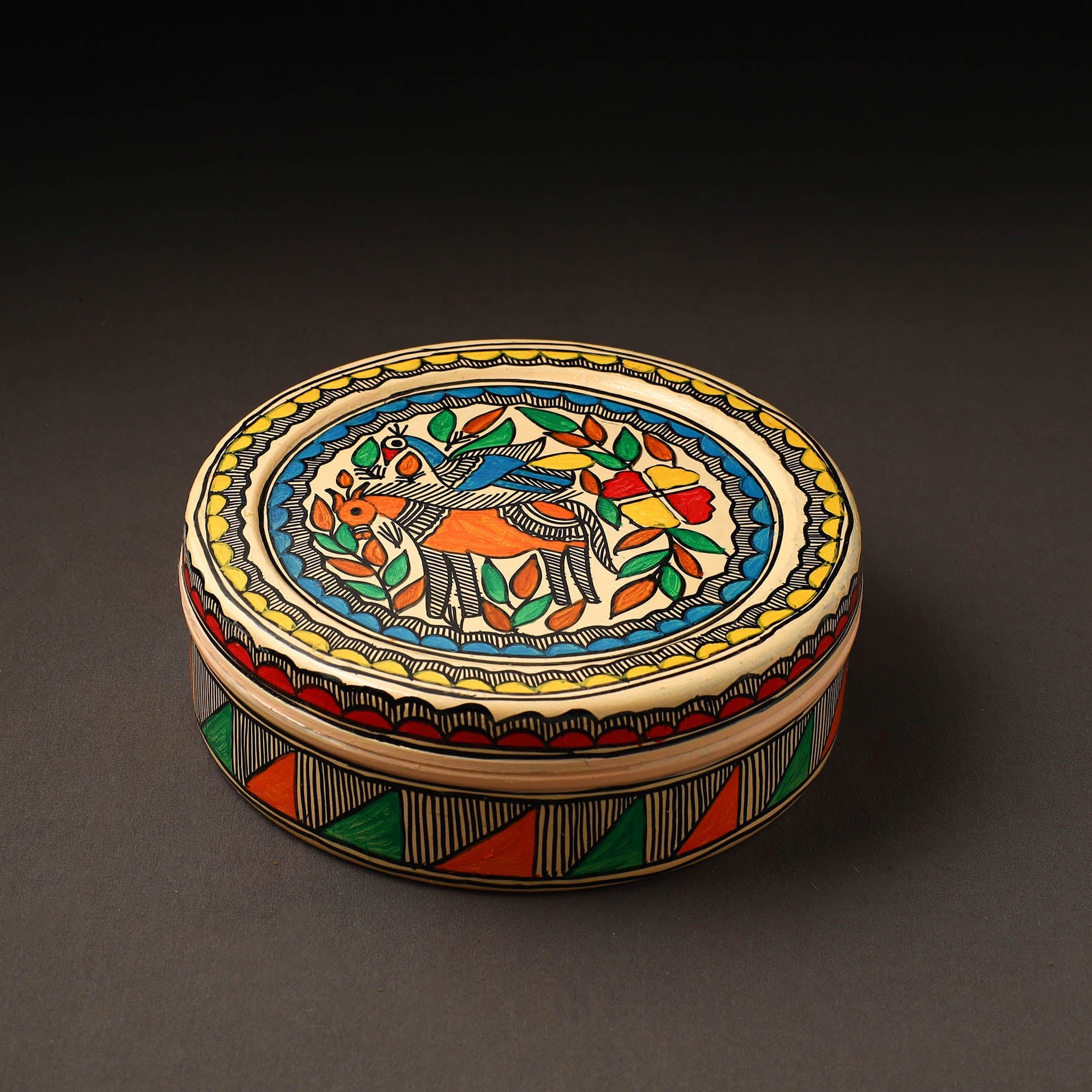 Green - Madhubani Handpainted Stainless Steel Casserole