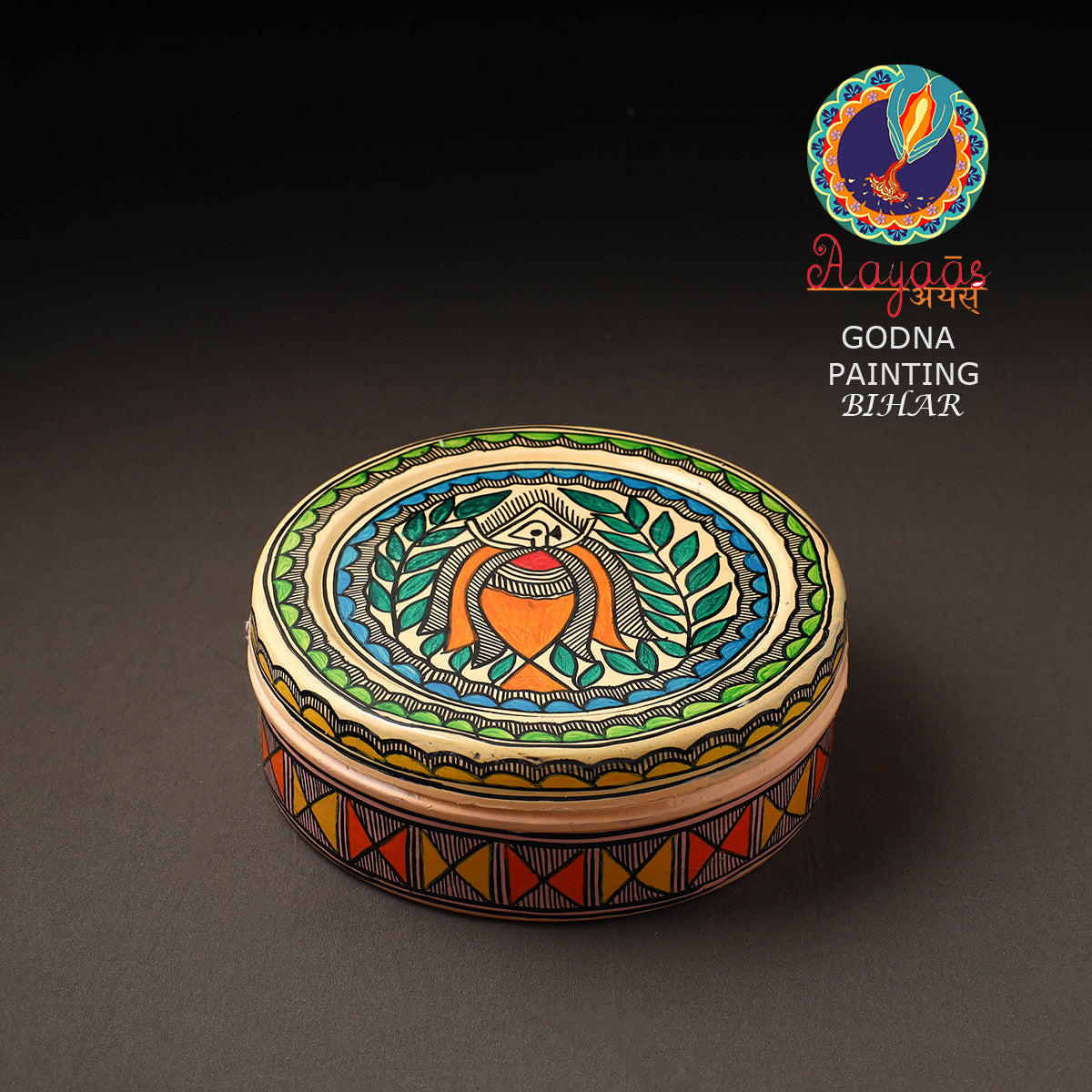 Godna Madhubani Handpainted Stainless Steel Casserole