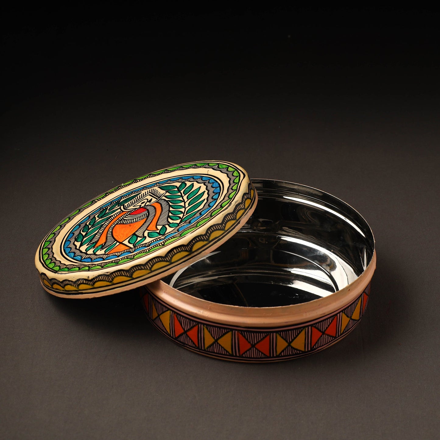 Godna Madhubani Handpainted Stainless Steel Casserole