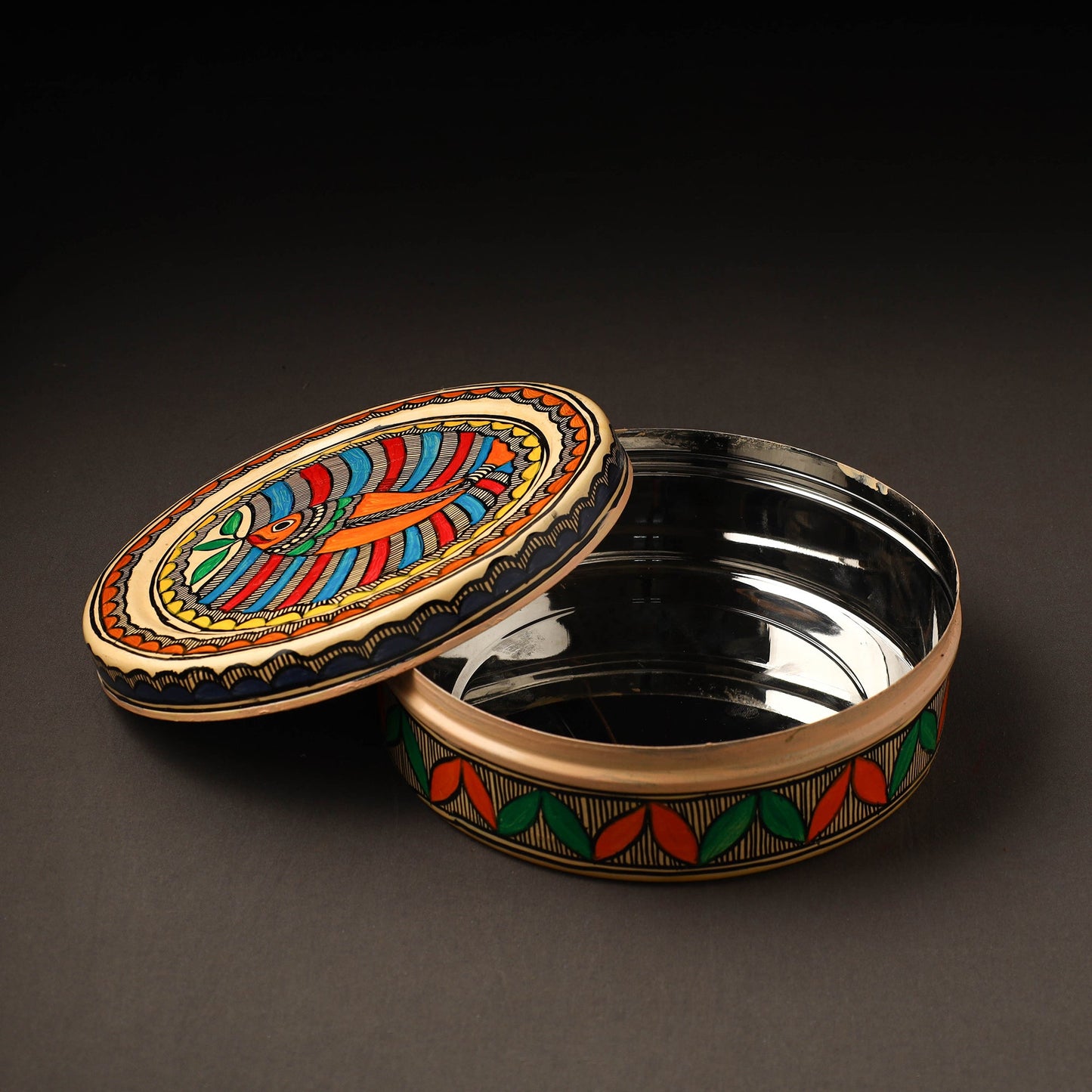 Godna Madhubani Handpainted Stainless Steel Casserole