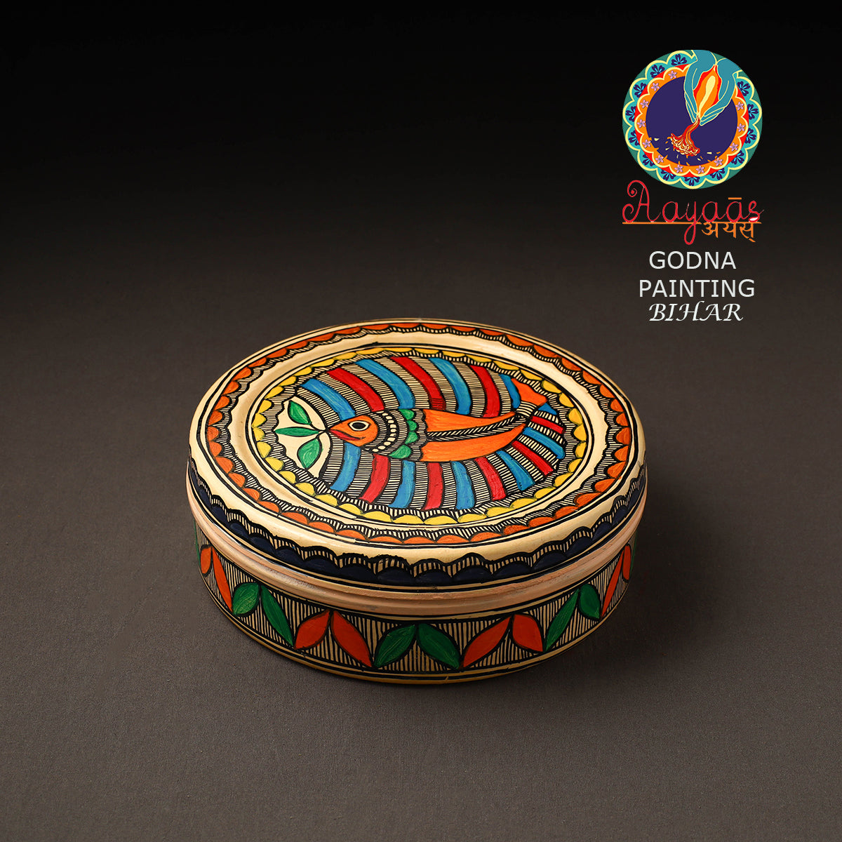Godna Madhubani Handpainted Stainless Steel Casserole