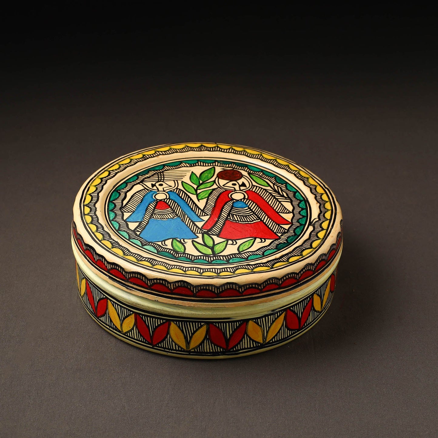 Godna Madhubani Handpainted Stainless Steel Casserole