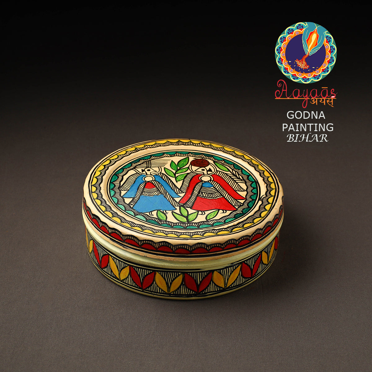 Godna Madhubani Handpainted Stainless Steel Casserole