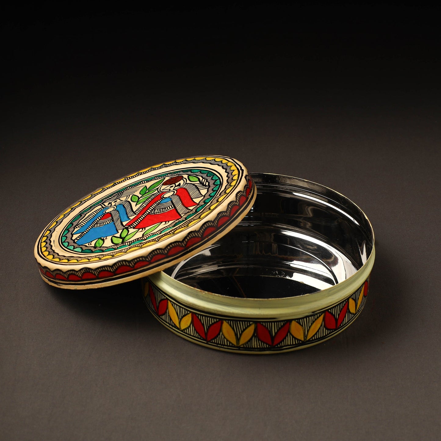 Godna Madhubani Handpainted Stainless Steel Casserole