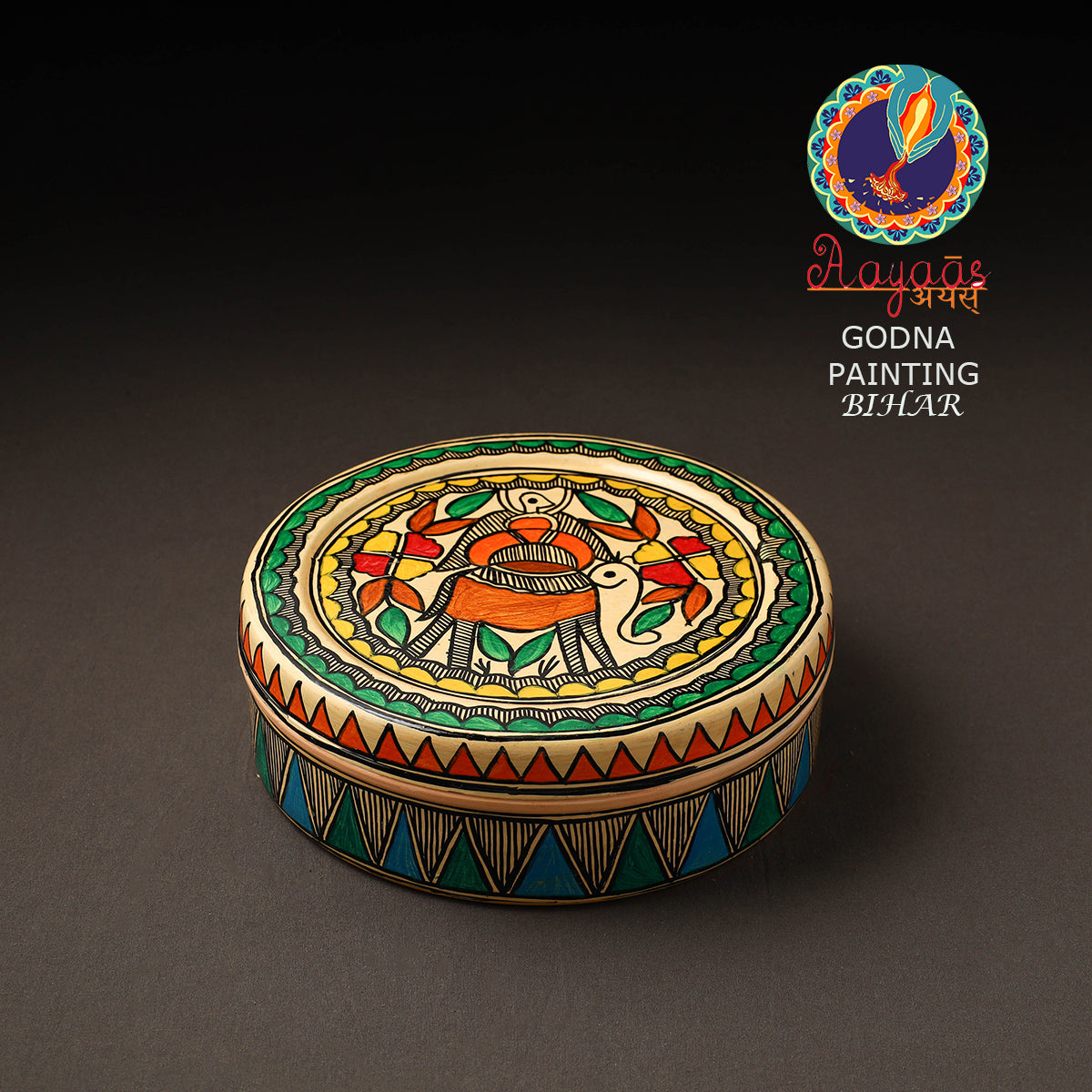 Godna Madhubani Handpainted Stainless Steel Casserole