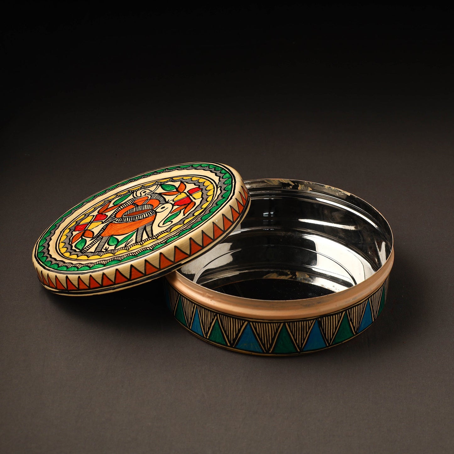 Godna Madhubani Handpainted Stainless Steel Casserole