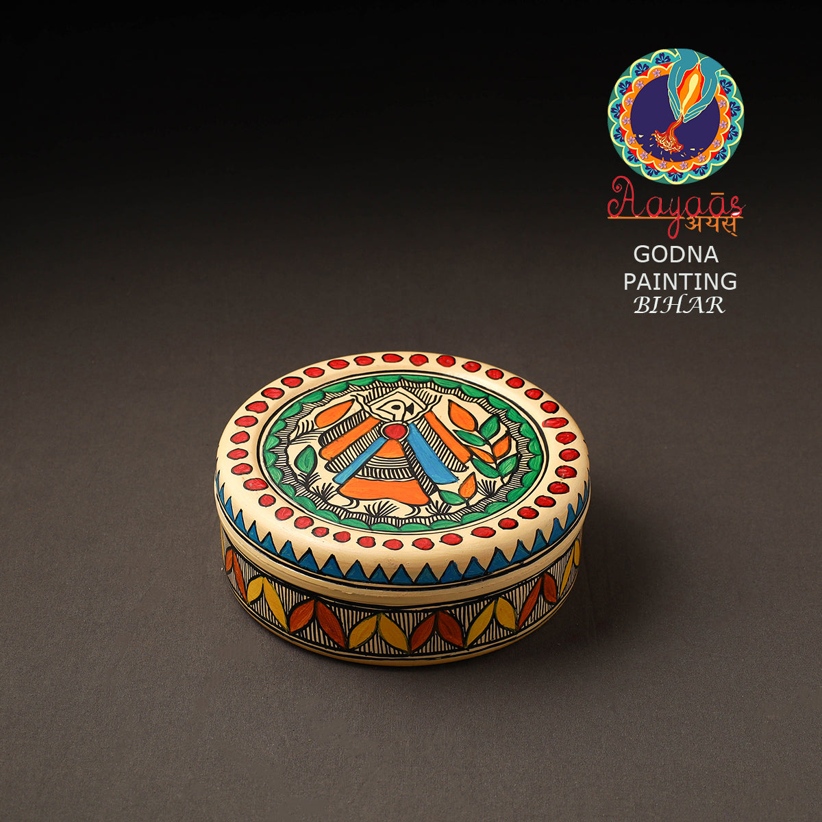 Godna Madhubani Handpainted Stainless Steel Casserole