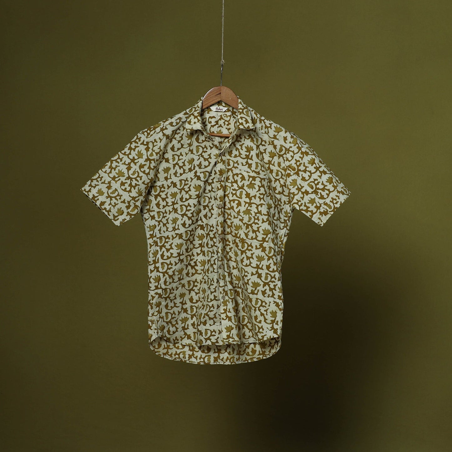 Half sleeve cotton men hand block batik print shirt 05