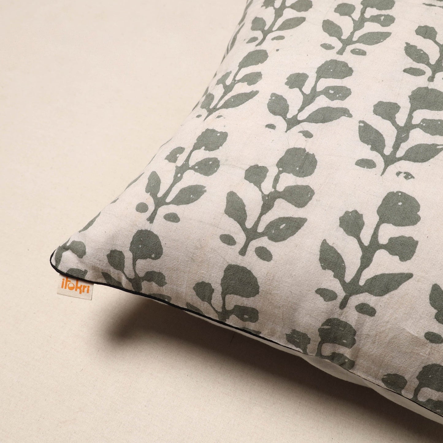 Beige - hand batik cotton cushion cover 25 - handcrafted