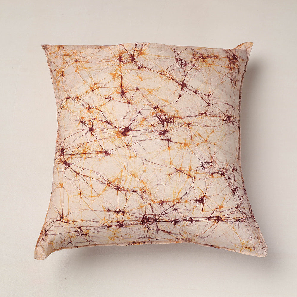 Beige Hand Batik Printed Cotton Cushion Cover