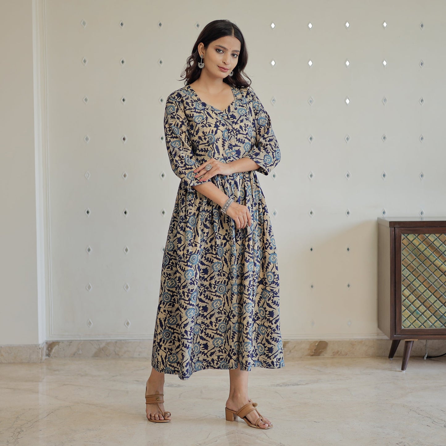 Buy Hand Batik Printed Cotton Flared Dress 02 Online l iTokri.com