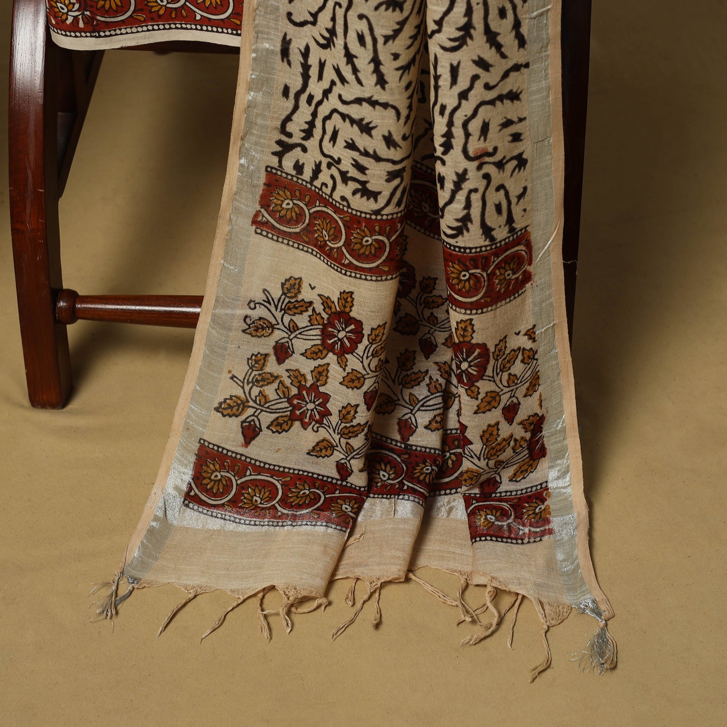 Hand bagru linen 3pc unstitched dress material 17