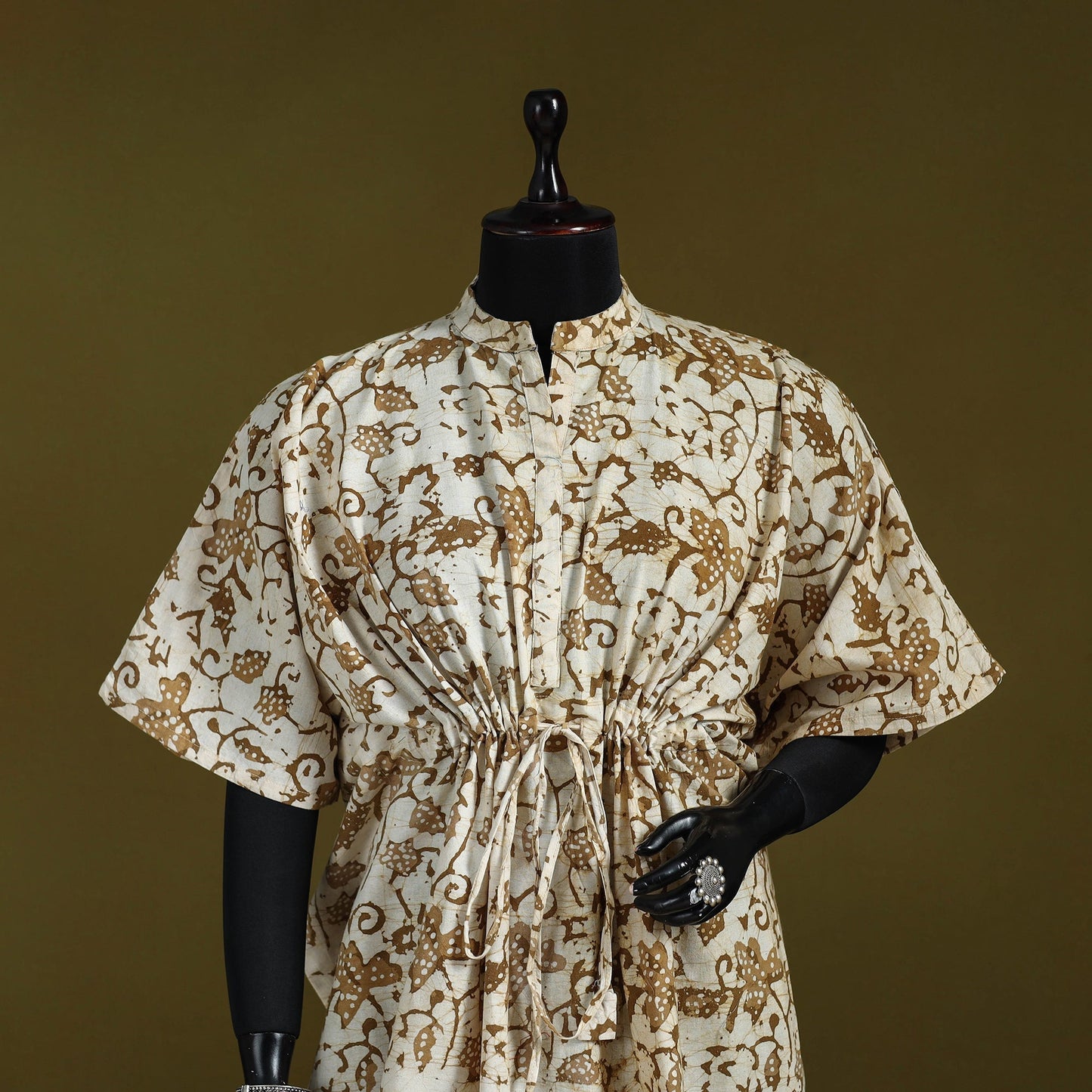 Hand batik cotton medium kaftan 57 - handcrafted